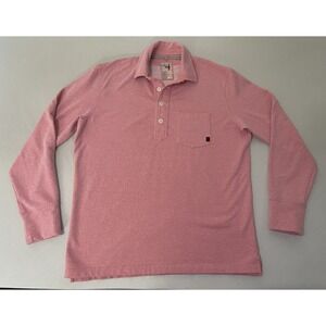 Relwen Frenchloop Marine Polo Men's Size Large Long Sleeve Pink Soft Pocket